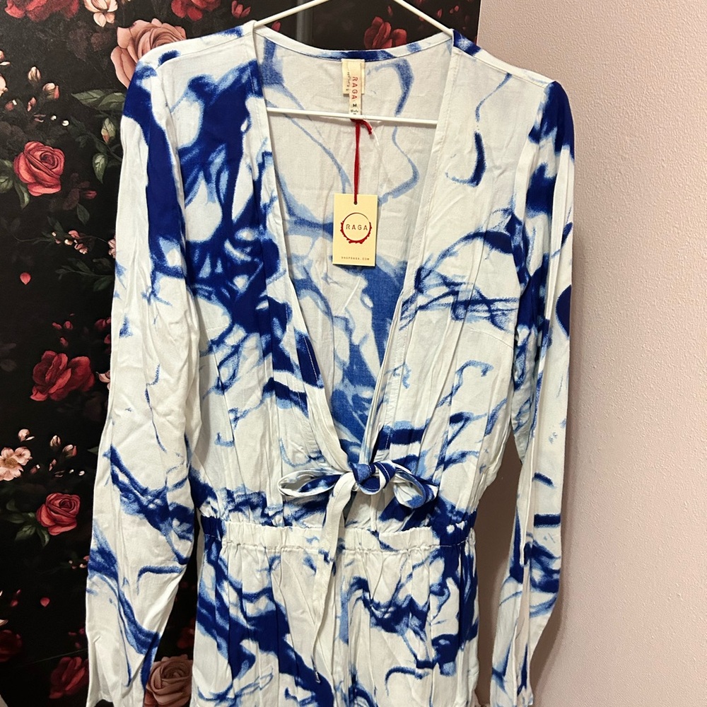 RAGA Blue and White Long Sleeve Romper